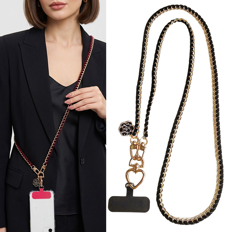 Crossbody Lanyard Neck Strap Case - Universelle Umhängekette mit Kamelien-Motiv für Mobiltelefone,