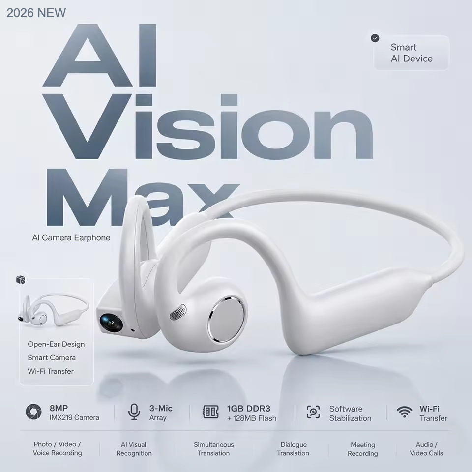 Earphones - NEUE Knochenschall-Kopfhörer mit Ohrbügel, KI-Kamera, 800