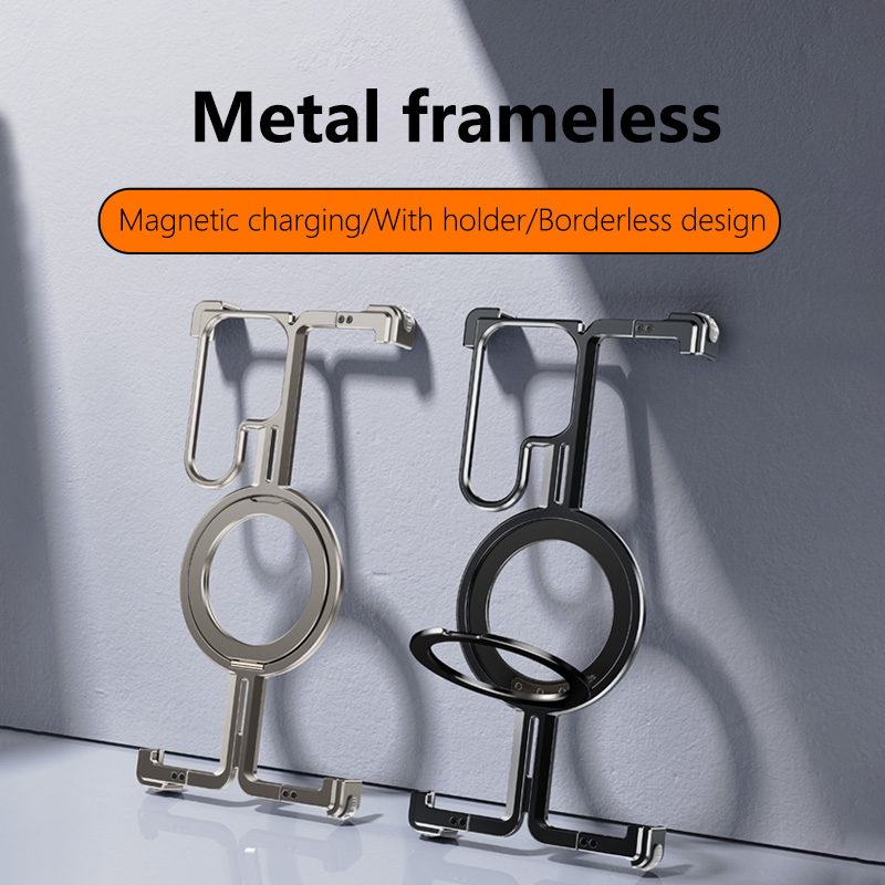 Metal Bumper Aluminum Frame Case - Metall Rahmenlose Magnetische Halter Telefon Fall