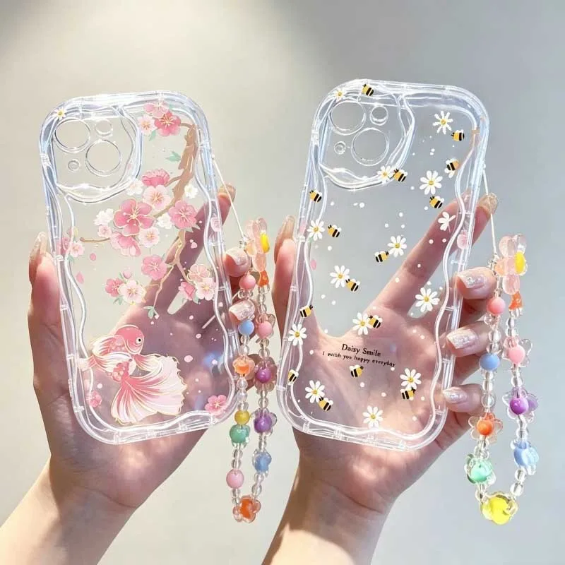 Niedliche Handyhülle mit Blume – Cute Cartoon Wrist Strap Silicone Case Bewertung und Preis