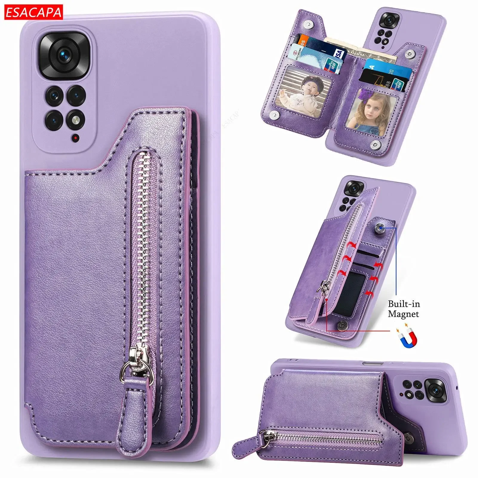 Reißverschluss Karten Brieftas – Leather Wallet Card Holder Phone Cover Bewertung und Preis
