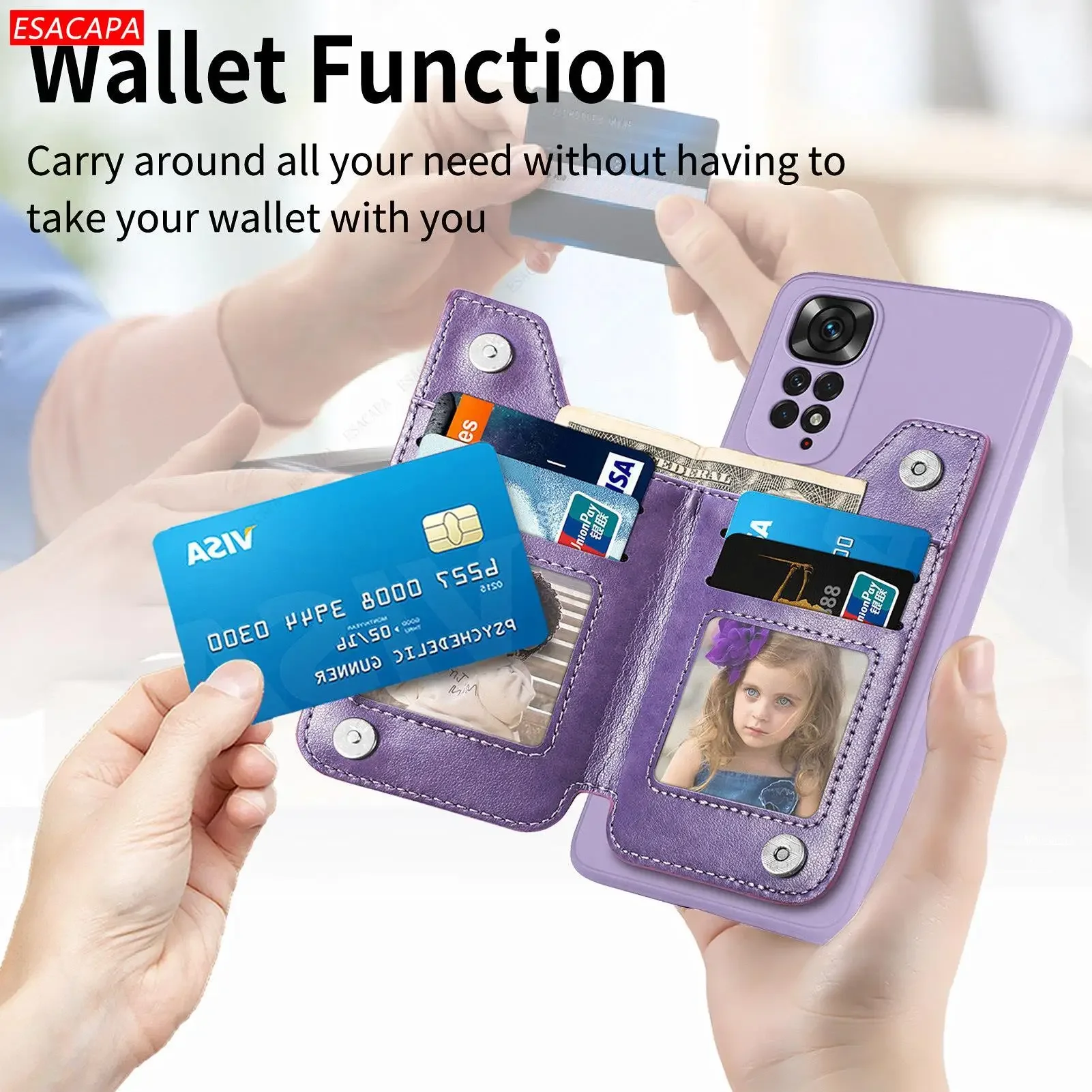 Reißverschluss Karten Brieftas – Leather Wallet Card Holder Phone Cover Bewertung und Preis